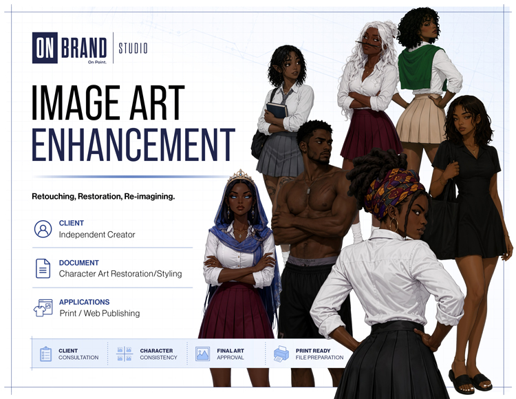 Character art restoration and image enhancement