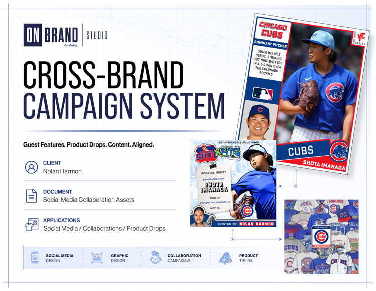 Social media collaboration campaign assets for Call Your Shot and Vintage Club Clothing by ON Brand Studio