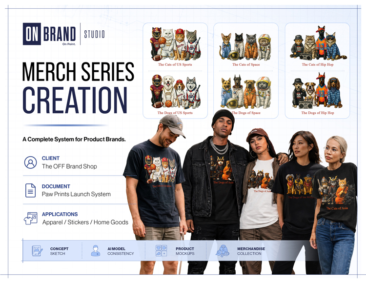 Paw Prints merchandise series and campaign design for The OFF Brand Shop