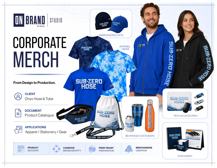 Corporate merchandise design for Onyx Hose and Tube